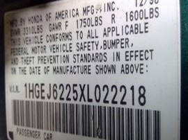 99 CIVIC GREEN DX 1.6L AT  A24036
